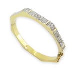 Vintage 14ct Yellow Gold 1.56ct Diamond Set hinged Hexagonal Bangle Val $7260