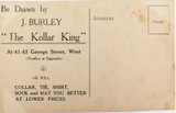 RARE c1910 BRISBANE ADVERTISING POSTCARD J BURLEY “THE KOLLAR KING”, GEORGE ST.