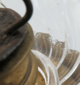 1893 Victorian British Matching Pair Brass Wall Scones + Baccart Clear Shades.