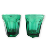 1800s / Victorian Era Quality Matching Pair Green Whiskey Shot Glasses.
