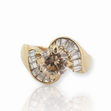 1.20ct Brilliant Cut Champagne Diamond 18ct Gold Ladies Ring Size K Val $13500