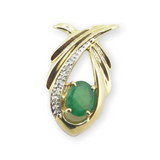 14ct Gold 1.58ct Emerald & Diamond Set Sliding Pendant Valuation $8380