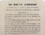 1908 Very Rare SS Manuka “The Manuka Searchlight” Weekly at Sea 4 page Editorial