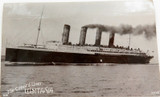 1908 R.M.S. LUSITANIA / CUNARD LINE Real Photo Postcard RPPC.