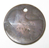 1861 English Penny Counter Stamped STEEL ALLEN / ALLEN STEEL