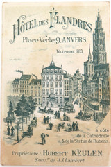 c1900 Hotel des Flandres, Place Verte, 9 Anvers Belgium Foldout Brochure / Map.