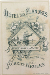 c1900 Hotel des Flandres, Place Verte, 9 Anvers Belgium Foldout Brochure / Map.