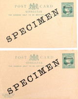 c1890s Scarce QV Gibralta Specimen Postcards Unused / Morocco Agencies Overstamp