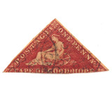 1863 - 1864 Cape of Good Hope Triangle Imperf 1d Used & Hinged. #2