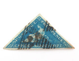 1863 - 1864 Cape of Good Hope Triangle Deep Blue Imperf 4d Used & Hinged.