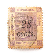 1870s Hong Kong QV 28c Overprint on 30c Used Hinged.