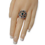 Vintage 3.49 cttw Blue Diamond Cluster 18ct White Gold Ring Size N Val $12075