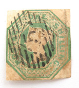 1847 QV Embossed Imperf Green 1/- Used Hinged.