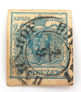 1850 Austria 9 Kreuzer Imperf Used Hinged.