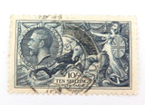 KGV 10/- Seahorse Used Hinged Good Margins