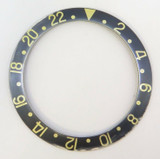 Vintage 1970s Rolex GMT 16753 1675/3 Faded Black & Gold Bezel Insert