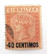 1889 Gibraltar QV 40c Overprint Used Hinged