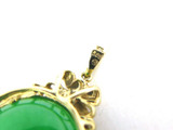 Gorgeous 14ct Yellow Gold Apple Green Nephrite / Jade & Diamond Pendant 7.8g