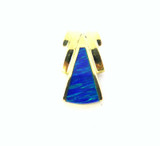 Striking 14ct Yellow Gold Electric Blue / Green Created Opal Slider Pendant 7g