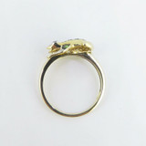 Green Garnet & Diamond Set 14ct Gold Stylized Frog Ring Size N1/2 Val $2690