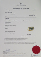 Green Garnet & Diamond Set 14ct Gold Stylized Frog Ring Size N1/2 Val $2690