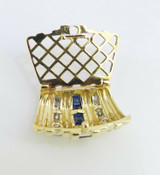 Vintage Australian Sapphire & Diamond 14ct Yellow Gold Sliding Pendant Val $4390