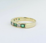 Vintage 0.40ct H Si Diamond & Emerald Set 14ct Gold Ring Size O Val $3995
