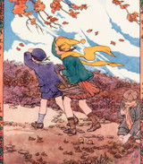 Superb 1940s Large Marjory Hood Offset Lithograph Print. “It’s An Ill Wind"