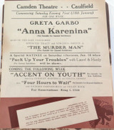 RARE 1935 CAMDEN THEATRE VIC “ANNA KARENINA” MOVIE 100+ PROMOTION FLYERS