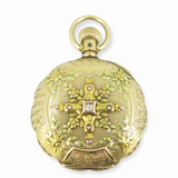 C.1889 Elgin 14ct Multicolour Gold Diamond Set 6s 11J Pocket Watch -Serviced