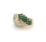 Bellarri 14ct Gold Emerald & 1.00ct G Si Diamond Peacock Ring Sz H.5 Val $6715
