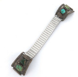 VINTAGE ZUNI STERLING SILVER 4 STONE & LEAF DESIGN MENS WATCH BRACELET. MAKER LL