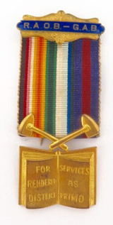 1956 R.A.O.B. - G.A.B. BUFFALO MEDAL. SERVICES RENDERED, PRIMO LODGE No 27.