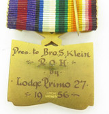 1956 R.A.O.B. - G.A.B. BUFFALO MEDAL. SERVICES RENDERED, PRIMO LODGE No 27.