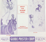 c1940s 1950s USA Globe Poster Corp Promotional Unused Template Circus Poster. #1