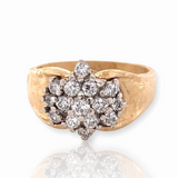 Vintage 1.00 cttw Diamond Ladies 14ct Gold Cluster Ring Size Q Val $4390