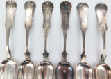RARE 1818 - 1859 USA POINDEXTER, KY SET 6 LARGE COIN SILVER SERVERS TABLESPOONS.