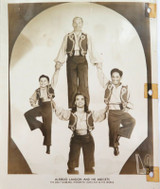 RARE c1940s Alfredo Landon & Midgets Acrobats Circus Double Sided Promo Card