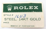 1990s OBSOLETE ROLEX 16013 14K & STEEL MENS DATEJUST DISPLAY BOX STICKER.