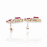 One Pair of 14ct Gold 1.52ct Ruby & 0.64ct H Si Diamond Stud Earrings Val $4035