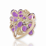 Amethyst Cluster 14ct Yellow Gold Dress Ring Size N Val $2520