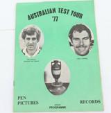 1977 ASHES PRE TOUR SOUVENIR PROGRAMME. ENG v AUST. “AUSTRALIAN TEST TOUR ’77"