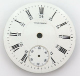 NICE / LARGE / ANTIQUE WALTHAM 24 HOUR DOUBLE SUNKEN 44.7MM POCKET WATCH DIAL.