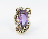 Vintage Amethyst & Diamond Cluster 14k Gold Cocktail Ring Size K Val $8180