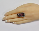Vintage Amethyst & Diamond Cluster 14k Gold Cocktail Ring Size K Val $8180