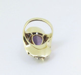 Vintage Amethyst & Diamond Cluster 14k Gold Cocktail Ring Size K Val $8180