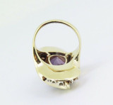 Vintage Amethyst & Diamond Cluster 14k Gold Cocktail Ring Size K Val $8180