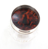 Stunning Hardy Bros Faux Tortoiseshell & Sterling Lead Crystal Vanity Jar 1924