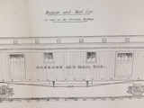 RARE 1883 Railway Lithograph Print. Baggage and Mail Car #22A