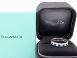 Auth. Tiffany & Co Lucida Platinum Sapphire & 0.65ct G VS Diamond Ring